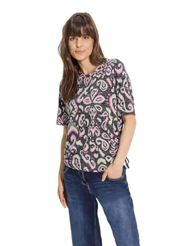 Damen Print Burnout T-Shirt – Stilvolles Design - Modisches T-Shirt in Burnout-Optik mit raffinierten Rundhalsausschnitt. Ideal für lässige Outfits und den Alltag.