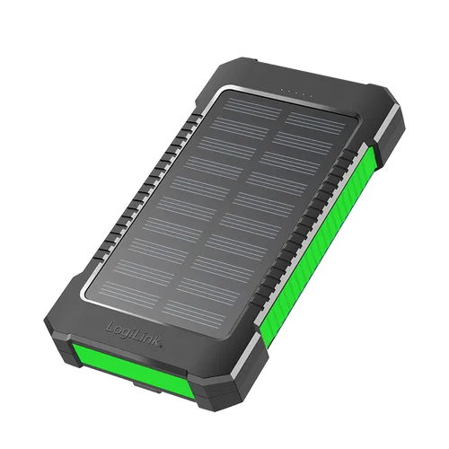 Solar Power-Bank 8000mAh bis 10W Taschenlampe 2xUSB-A grün-schwarz Eingang USB-C