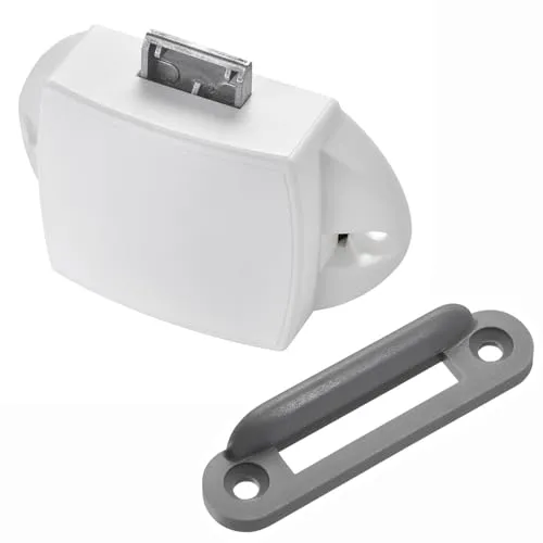 SOTECH Push-Lock Aufbau-Schloss 77 x 44,5 x 21 mm weiß, Möbelschloss Schrankschloss für Boot & Caravan