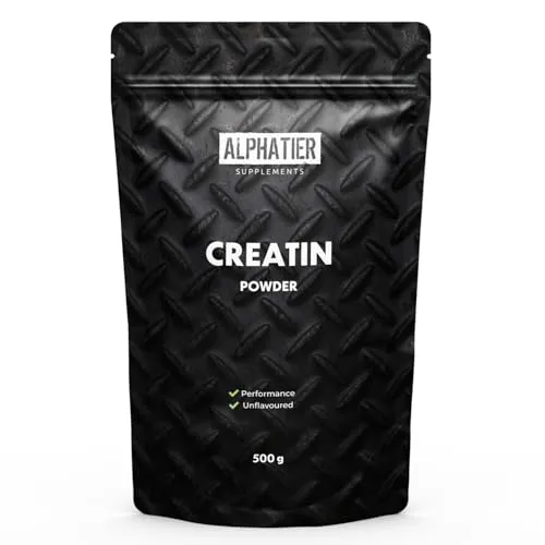 Alphatier Creatine Monohydrat 500g - Kreatin Pulver - 99,99% rein - hochdosiert, ultrafein, vegan und neutral - Creatin Powder Mono Mesh 200 ohne Geschmack