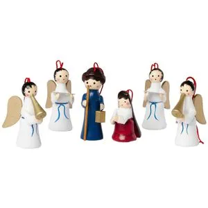 BRUBAKER Weihnachtsbaumschmuck 8005, 6 cm, Maria und Joseph-Anhänger aus Holz, 6 Stück