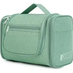 Kulturtasche zum Aufhängen in Grün – Praktischer Reisebegleiter - Die Kulturtasche zum Aufhängen in beruhigendem Grün bietet mit 17 Fächern perfekten Überblick für Kosmetik und Reiseutensilien. Robuster Reißverschluss und drehbarer Metallhaken sorgen für Funktionalität und Komfort auf Reisen.