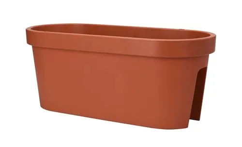 mucHome Geländer Balkonkasten 60x26x25 cm – Blumenkasten Pflanzkasten Blumentopf - Blumenkübel für Balkon & Terrasse (Terracotta)
