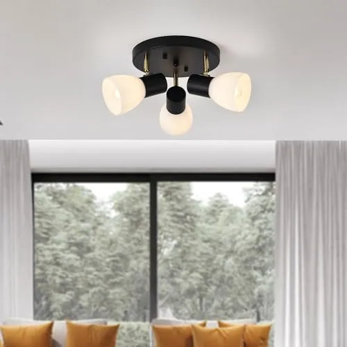 lux.pro Deckenleuchte Abbey - 3-flammige Metall- und Glaslampe für stilvolle Räume - Lampen für Wohnzimmer, Büro oder Schlafzimmer mit individuellem Design und drei E14 Fassungen für optimale Beleuchtung und einladende Atmosphäre.