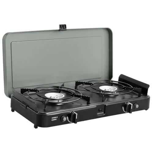 CADAC 2-Cook 3 Pro Classic Stove 30 mbar - Campingkocher mit 2 Brennern und automatischer Piezozündung, ideal für sicheres Kochen im Freien, besonders mit Kindern in der Nähe.