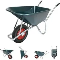 TRUTZHOLM Schubkarre 1 Rad 100 Liter - Robuste Schubkarre mit 100 Liter Fassungsvermögen und 250 kg Tragkraft, ideal für Gartenarbeiten und Baustellen.