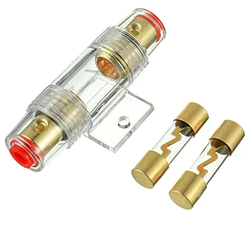 BOJACK 30A AGU Sicherungshalter Inline Auto Automotive Audio Sicherheit schützen Glasrohr vergoldet Mit 2 Stück 30 Amp AGU Sicherung