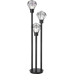 Globo Lighting Außenleuchte Edelstahl schwarz, 3x E27 LED - Lampen für den Außenbereich, IP44 Schutzgrad und stilvolles Design mit gitterförmigen Metallschirmen für angenehmes Licht.