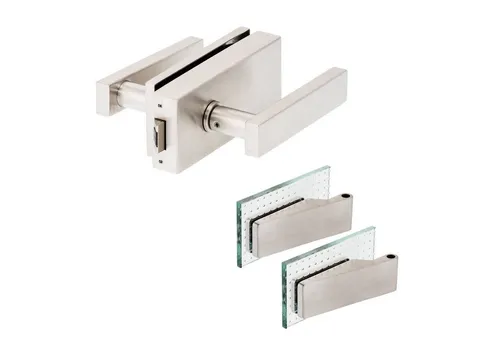 Türbeschläge24 Drückergarnitur Classic Glastürbeschlag Q UV V2A Edelstahl matt - Hochwertiger Glastürbeschlag aus Edelstahl, ideal für 8 mm Glastüren. Mit leiser Flüsterfalle und flexiblen Adapterringen für individuelle Griffkombinationen.