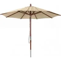 MCW Sonnenschirm 300x300 cm, Creme, Holz, UV-Schutz - Hochwertiger Holz-Sonnenschirm mit 3m Durchmesser, UV-Schutz UPF 50+ und stabilen Glasfaserstreben. Ideal für Gastronomie und Garten, bietet zuverlässigen Wetterschutz und elegante Optik.