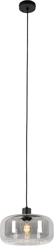Qazqa Art Deco Pendelleuchte - Elegante Hängelampe mit Rauchglas - Stylische Deckenleuchte für verschiedene Wohnräume. E27-Fassung, dimmbar (Dimmer nicht enthalten). Ideal für Esszimmer, Wohnzimmer und Schlafzimmer. Max. 25 Watt, IP20 Schutz.
