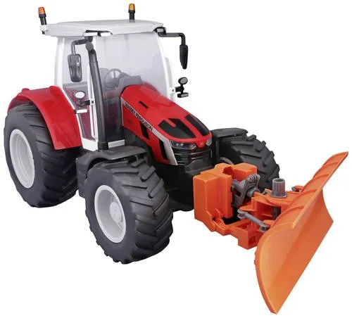 MaistoTech 1:16 RC Landwirtschaftsfahrzeug mit Schneeschieber - RC-Modelle: Ferngesteuertes Massey Ferguson Traktor 5S.145 D6 mit abnehmbarem Schneepflug und LED-Scheinwerfer – ideal für Kinder ab 8 Jahren!