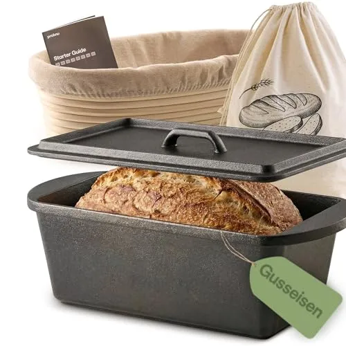 Praknu Gusseisen Topf Brot Backen – Dutch Oven mit Deckel und Zubehör