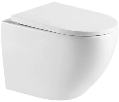 SAT Hänge Wand-WC Toilette Combi-Pack WC-Set Spülrandlos mit Tornado-Spülung und WC-Sitz mit SoftClose, glänzend weiß