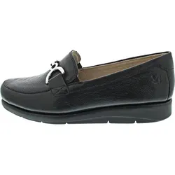 CAPRICE Damen Slipper aus Leder mit Keilabsatz, Schwarz (Black Nappa), 40 EU - Slipper & Mokassins für Damen mit AIRMOTION-Technologie für optimale Luftzirkulation und Federung. Ideal für Alltag und besondere Anlässe, bieten sie Komfort und Stil in einem.