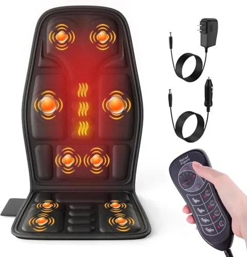 Massagesitzauflage mit Wärme,10 Vibrationsmotoren Massageauflage mit Vibration für Rücken und Nacken,Sitzkissen zur Entspannung,Rückenmassagegerät Hause Büro,Geschenke für Männer/Frauen/Mama