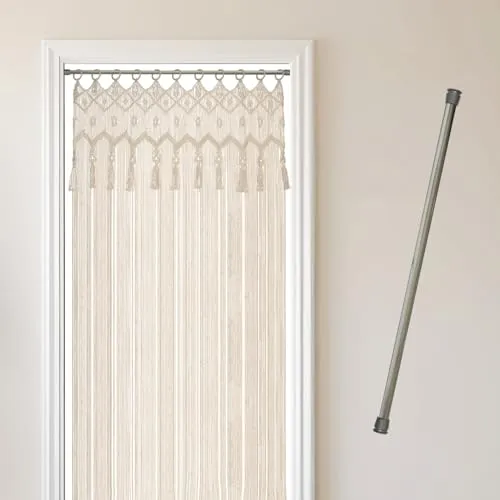 Cozyor Makramee Türvorhang 132x200cm mit Klemmstange - Wandteppich aus 100% natürlicher Baumwolle, handgeknüpft und einfach ohne Bohren in nur 1 Minute montierbar. Ideal als Raumtrenner oder für Hochzeiten.