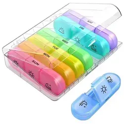 WUZIGOLF Tablettenbox 7 Tage, BPA-frei, Orange/Blau