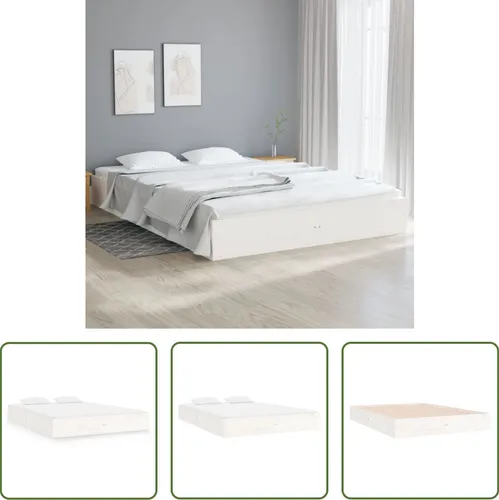 The Living Store Massivholzbett Weiß 200x200 cm – Stabil und Modern für Ihr Schlafzimmer