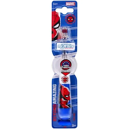 Mr White Jr Batteriebetriebene Handzahnbürste mit Spider-Man Schutzkappe