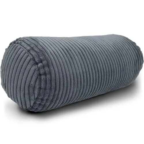 Amilian Nackenrolle mit Bezug 40x15 cm – Cord Kissen mit Füllung – Waschbar – Für Erwachsene & Kinder – Ideal für Nacken (Nebelklang, 40 x 15 cm)