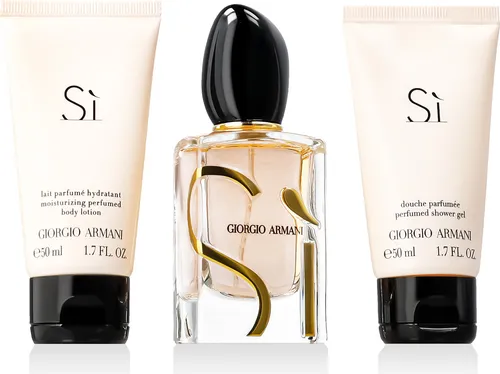 Giorgio Armani Armani Si Giftset - Geschenkbox mit 150ml Armani Si, inklusive EDP, Körperlotion und Duschgel. Ein verführerischer Duft, der Sinnlichkeit und Emotion vereint und ideal für die zeitlose Frau ist.