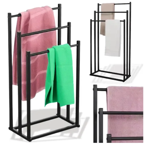 Loft Badezimmerregal mit drei Armen, schwarzer Metallhalter, Loft-Aufhänger