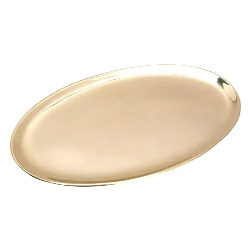 NKlaus ovaler Kerzenteller aus Messing 17x10cm - Eleganter Kerzenständer für Stumpenkerzen - Kerzenständer aus hochwertigem Messing, gold glänzend, bietet stabilen Halt und schützt Ihre Inneneinrichtung vor Wachs- und Brandflecken.