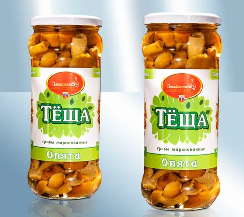 Eingelegte Stockschwämmchen mit Knoblauch 580ml Lackmann опята с чесночком