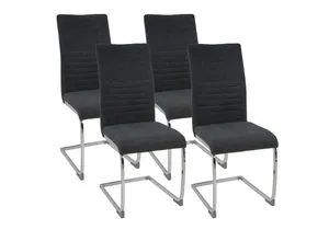 Freischwinger Stühle 4er Set LUGANO, Grau - Elegante Esszimmerstühle mit dickem Polster - Esszimmerstühle mit modernem Design und hochwertigem Stoff-Bezug, ideal für stilvolle Akzente in Ihrem Zuhause.