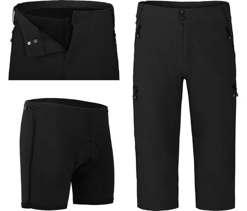 Fahrradhose PORVOO Capri mit gepolsterter Innenhose für Herren - Robuste 3/4 Radhose in Schwarz, ideal für lange Fahrten. Die elastische Innenhose sorgt für zusätzlichen Komfort und eine optimale Passform.