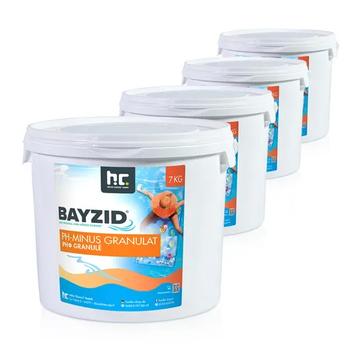 BAYZID 4x 7 kg pH Minus Granulat für den Pool - Poolzubehör zur pH-Wert-Senkung, sorgt für klares Wasser und schützt vor Algenbildung und Hautreizungen. Ideal für die regelmäßige Poolpflege.