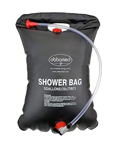 ObboMed HB-4020 Tragbare Solar Heizung Duschtasche 20 Liter, sicheres Baden für Personen mit eingeschränkter Mobilität oder für Outdoor-Aktivitäten, Camping - Schwarz