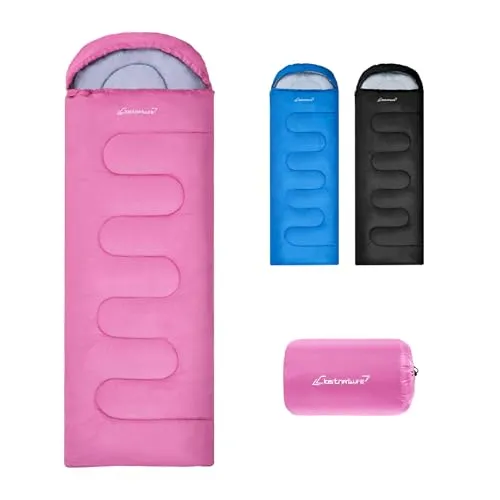 Clostnature Leichter Schlafsack Camping für Erwachsene mit Kleines Packmaß | Kompakter Outdoor Schlafsäcke mit Kapuze, Sommer, Warm, 3 Jahreszeiten Deckenschlafsack, Camping, Wandern, Reisen, Packsack