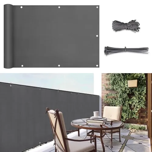 SUNULA Balkonsichtschutz - Blickdicht & Wetterfest - Sichtschutz für Balkon und Garten, 99 % Privatsphäre mit patentierten reißfesten Ösen, ideal ohne Bohren, Maße: 75 cm x 600 cm.