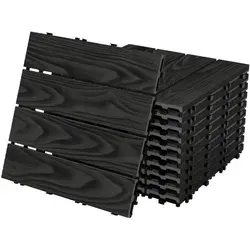 ML-Design 22xWPC Terrassenfliesen Anthrazit 30x30 cm - Außenanbau: Wetterbeständige Klickfliesen in Holzoptik, einfach zu verlegen ohne Werkzeug – ideal für Balkon und Terrasse!