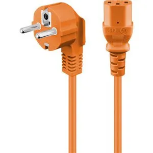 Goobay 95289 Kaltgeräte Anschlusskabel Abgewinkelt - 3 m, orange, flexibles Kabel mit hoher Strombelastbarkeit für TV und Laptops