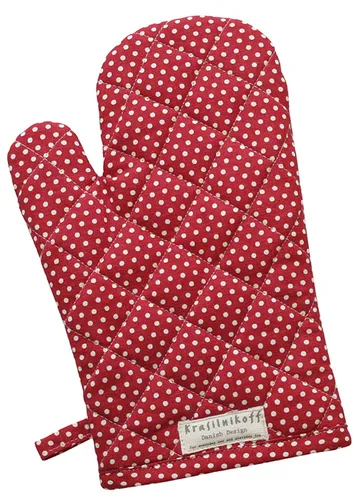 Kochhandschuh Ofenhandschuh KRASILNIKOFF 1-teilig wattiert ca.18x30cm Dots rot