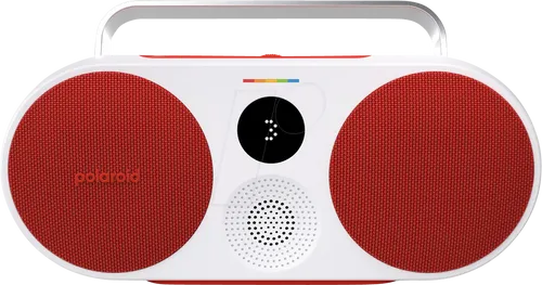 POLAROID 009091 - Bluetooth Lautsprecher P3 Music Player, rot & weiß - Bluetooth-Lautsprecher im retro-futuristischen Boombox-Design mit kraftvollem Klang und bis zu 15 Stunden Wiedergabezeit. Ideal für Musikliebhaber, die gerne unterwegs sind.