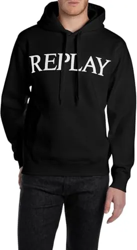 Replay Herren M3104 Kapuzenpullover – Nachhaltig und Stilvoll - Kapuzenpullover für Herren aus recyceltem Polyestergemisch, mit Kängurutasche und ikonischem Logo-Fähnchen für ein angenehmes Tragegefühl.