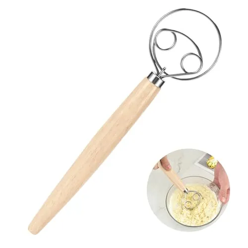 Dänischer Schneebesen änischer Teigbesen Teigbesen Teigmischer Edelstahl Teigknetkopf Aus Rostfreiem Stahl Teigkneter, Mit Langem Griff als Brotbackzubehör, Ideal zum Kochen