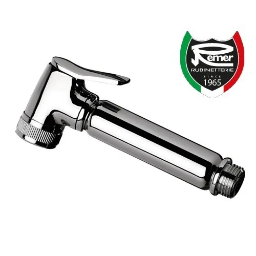 3S NEU HANDBRAUSE Rubinetterie REMER MESSING VERCHROMT MODEL ECKIG RUND ITALY