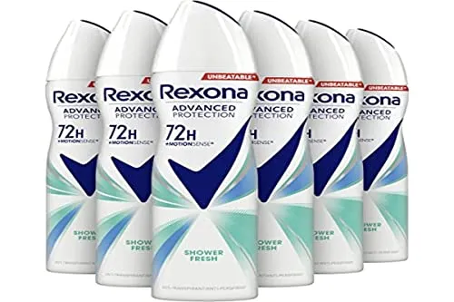 Rexona Women Advanced Protection Shower Fresh Anti-Transpirant Spray 72 Stunden Schutz vor Schweiß und Körpergeruch - 6 x 150 ml - Vorteilspack