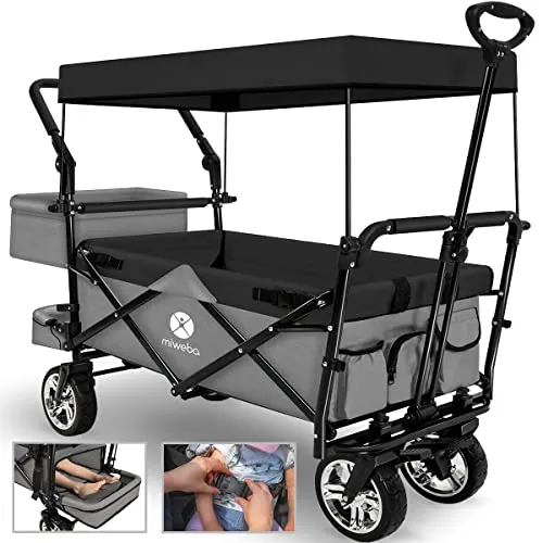 Miweba Faltbarer Bollerwagen MB-20 | UV-beständiges Sonnendach & 100 kg Traglast