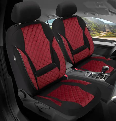 BREMER SITZBEZÜGE für Jeep Wrangler JL (2018+) - Weinrot/Schwarz, 2-tlg. Set - Stylische Schonbezüge für Jeep Wrangler JL, passend für Fahrzeuge mit und ohne Sitzheizung. Pflegeleicht und atmungsaktiv für optimalen Komfort im Alltag.