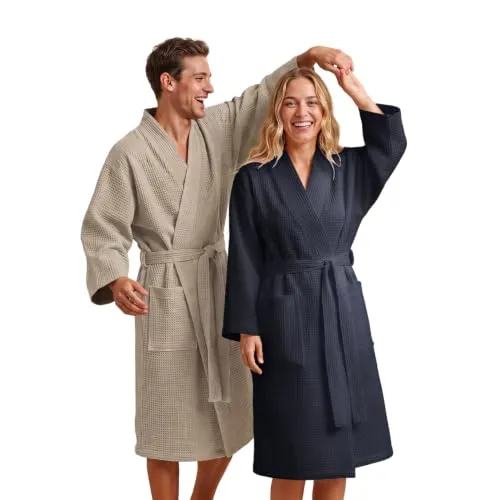 Blumtal Unisex Bademantel Waffelpique – OEKO-TEX zertifiziert