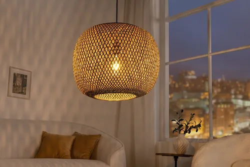 riess-ambiente Hängeleuchte ORGANIC LIVING 45cm - Hängeleuchte aus geflochtenem Bambus, handgefertigt, höhenverstellbar und ideal für eine warme, einladende Atmosphäre in Esszimmer oder Schlafzimmer.
