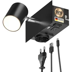 ledscom.de Wandleuchte WAIKA, 1-flammig mit USB-Anschlüssen in schwarz von LEDs Com