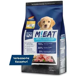 NutriQM M!EAT Junior Trockenfutter für junge Hunde - Das ITW-zertifizierte Trockenfutter M!EAT Junior unterstützt das gesunde Wachstum junger Hunde mit 70 % tierischem Protein und 30 % pflanzlichem Protein. Frei von Getreide und Zucker, für eine optimale Entwicklung.
