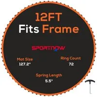 SPORTNOW Trampolinmatte Ø323 cm - Hochwertige Ersatzmatte für 3,66 m Trampolin - Trampolinzubehör für Fitness: Wetterfeste und gelenkschonende Ersatzmatte mit UV-Schutz, geeignet für Trampoline bis 120 kg. Inklusive Werkzeug zur einfachen Installation.